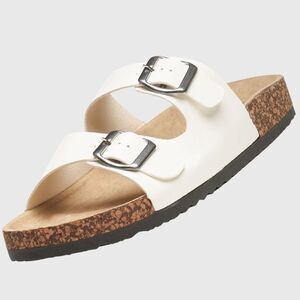 Alpine Swiss -  Womens Double Strap Contour Sandals S White